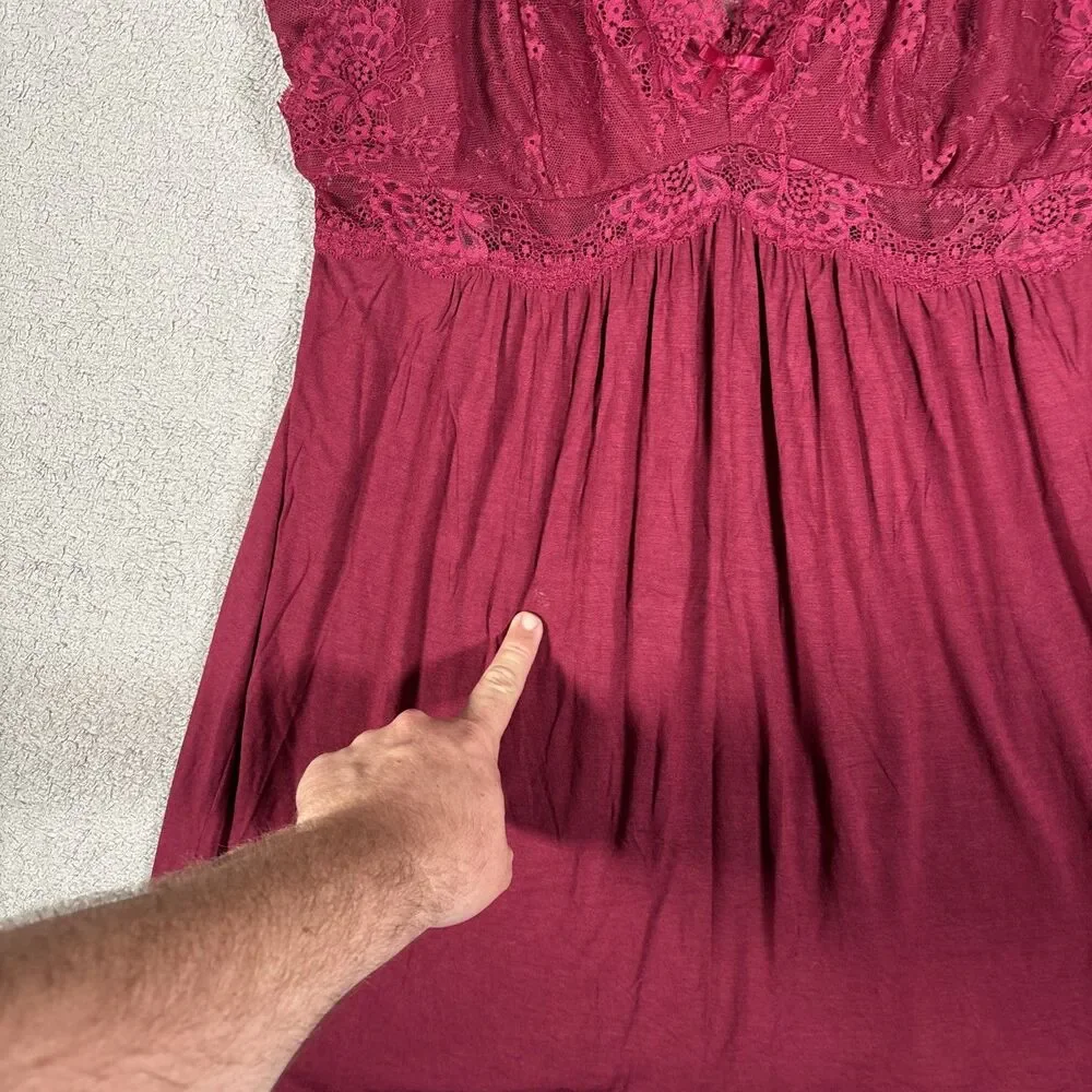 INC Intimates Babydoll Nightie Lace‎ Women’s Size XL Burgundy Romantic Fairycore